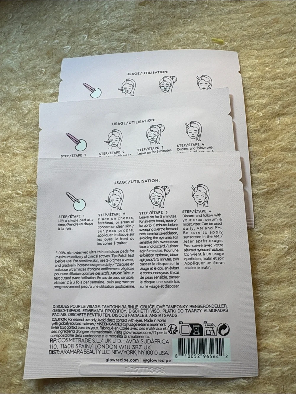 Glow Recipe Pink Gradient Toner Pad Sachets Trio